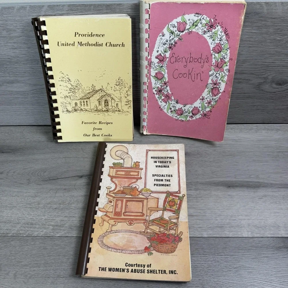 Vintage Virginia Spiral Community Cookbooks Lot 3 Providence Everybody's Cookin'